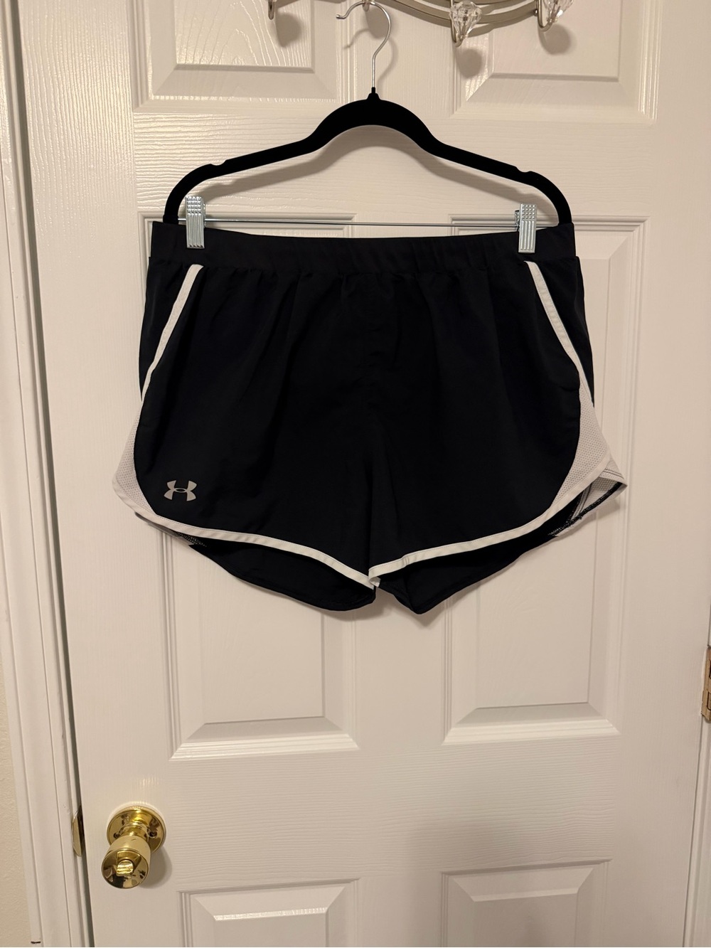 Under Armour Black Athletic Shorts with White Trim